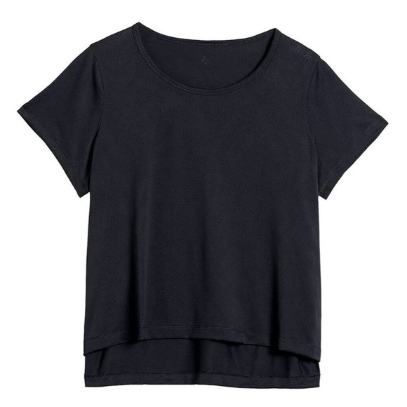 Women Top 1X Black Short Sleeves Jacquard Mesh - Picture 2 of 8